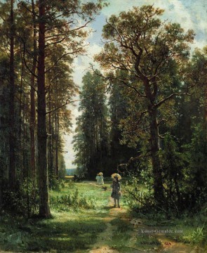  wälder - der Weg durch den Wald 1880 Öl auf Leinwand 1880 klassische Landschaft Ivan Ivanovich Bäume